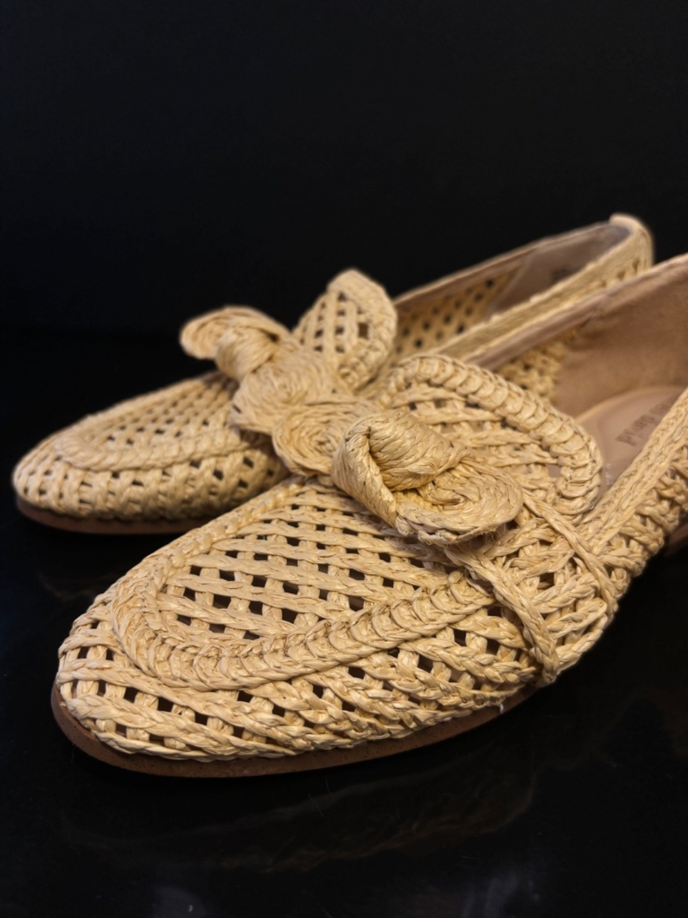 Charles David NWOB Raffia Woven Loafer Flats Knot Natural Tan Size 6 - Picture 5 of 14